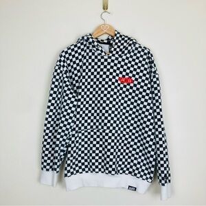 Broken Promises black and white checked hoodie sweatshirt. size medium.